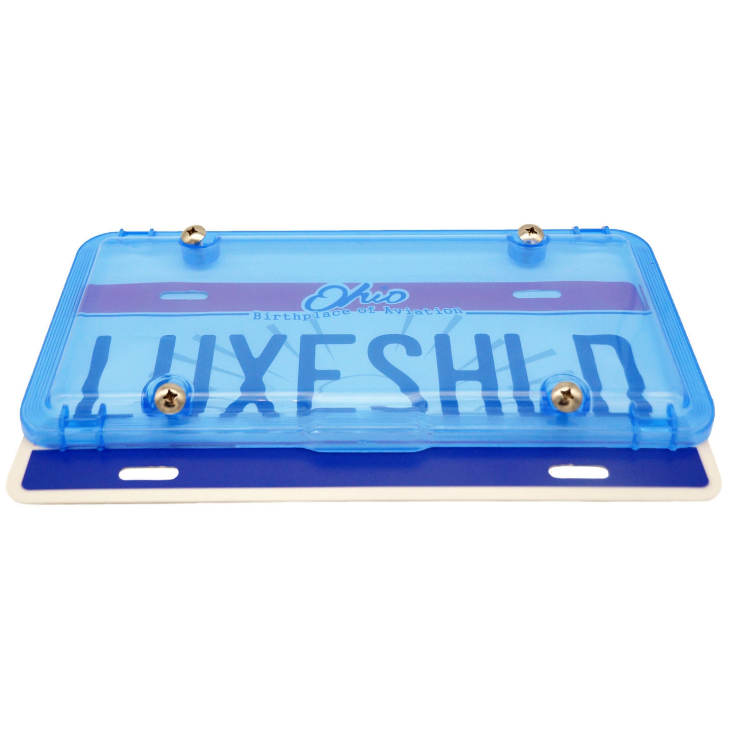 Luxe Shield, Premium Blue License Plate Covers (2-Pack) includes Stainless Screws