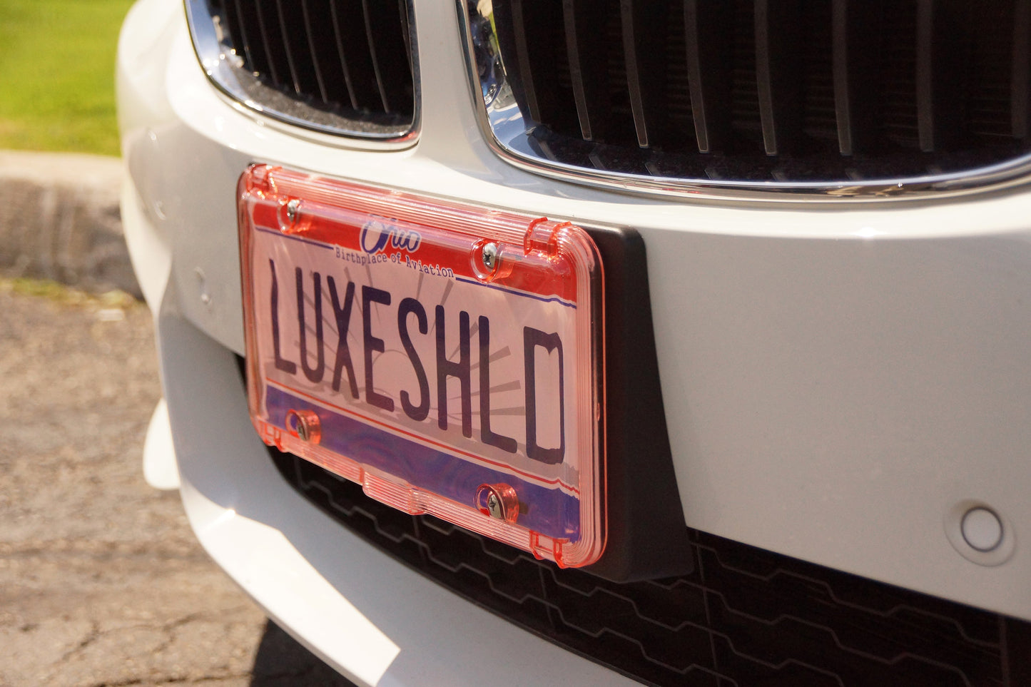 Luxe Shield, Premium Pink License Plate Cover includes Stainless Screws