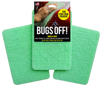 Bugs Off® Pads -  (2pk Jumbo 6” x 9.5”) - Durable & Reusable Car Wash Sponge - Bug Remover for Car Detailing - Great for Everyday Use…