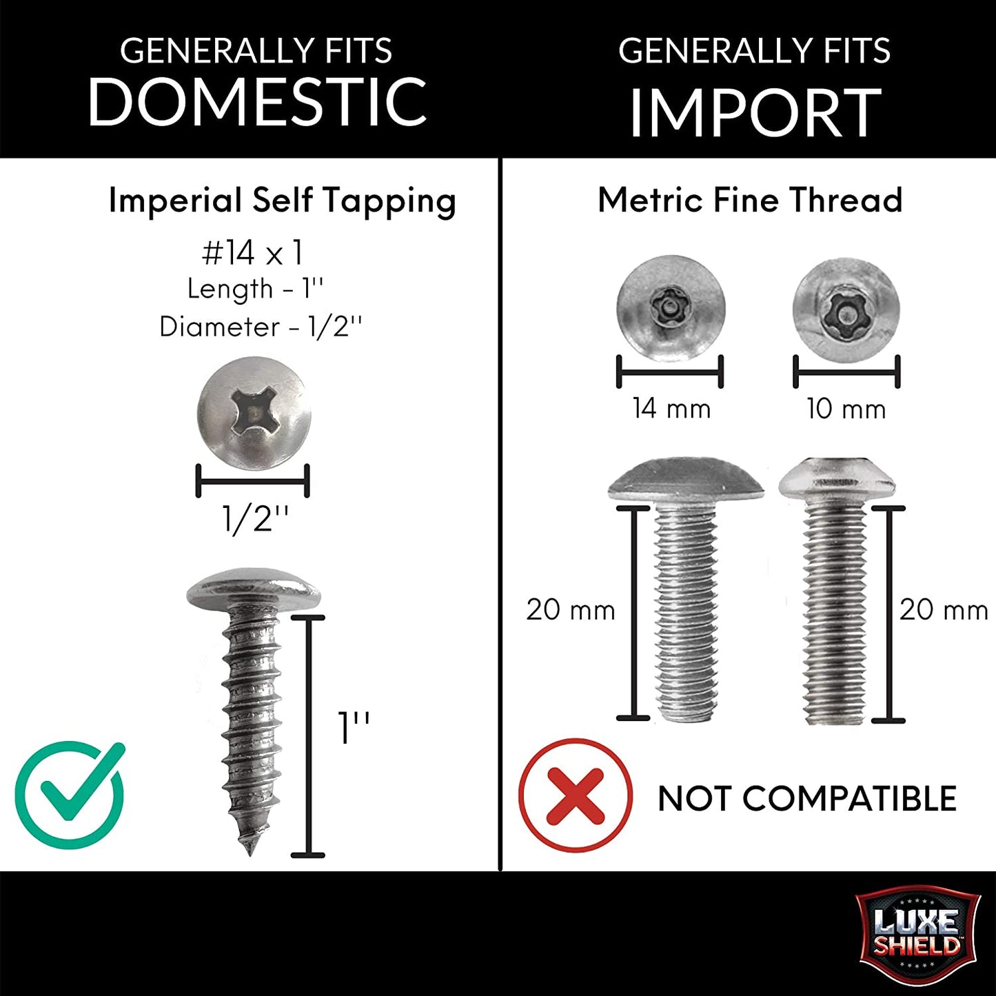 1" Long Premium Stainless Steel License Plate Screws