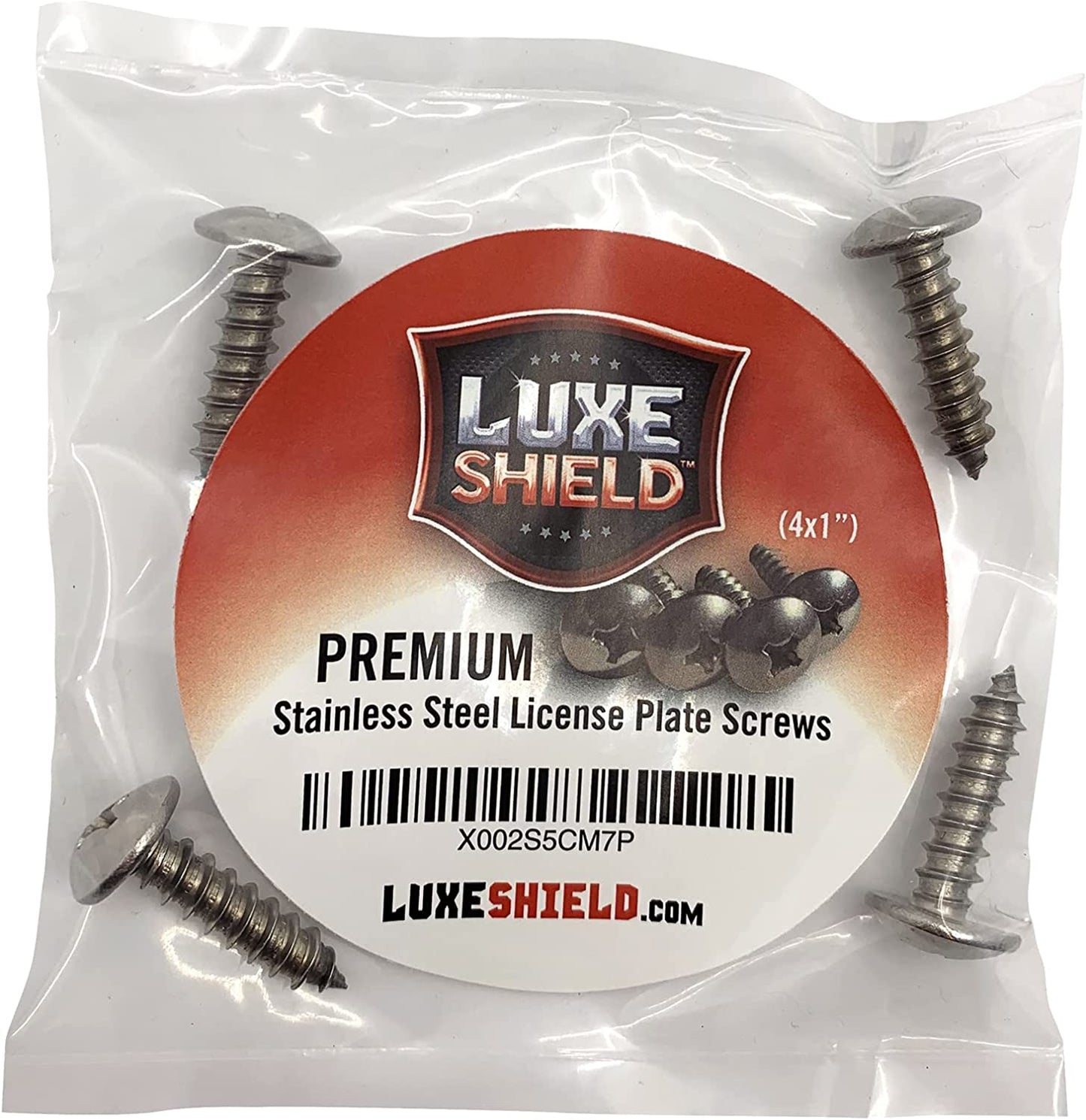 1" Long Premium Stainless Steel License Plate Screws (x4) - Standard #14 for Fastening License Plates, License Plate Frames and License Plate Covers on Domestic Vehicles