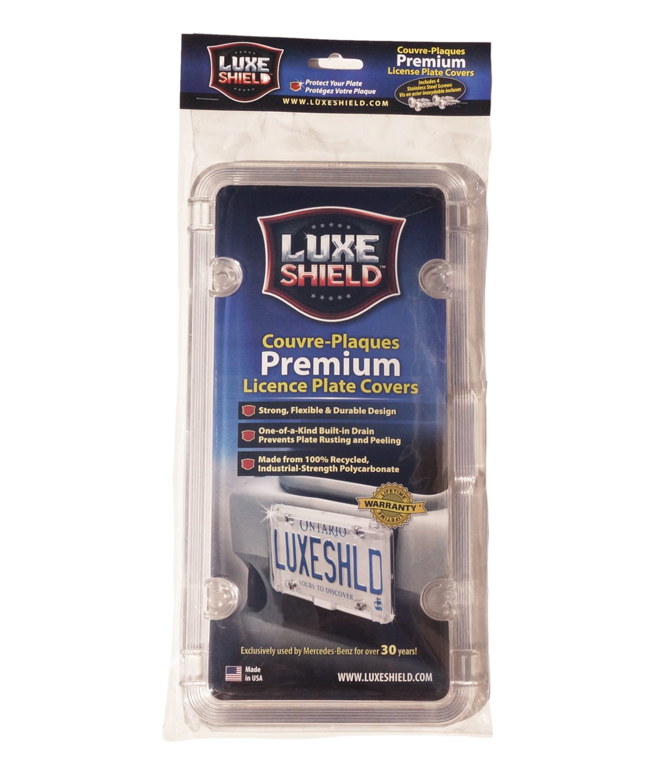 Luxe Shield, Premium Clear License Plate Cover includes Stainless Screws