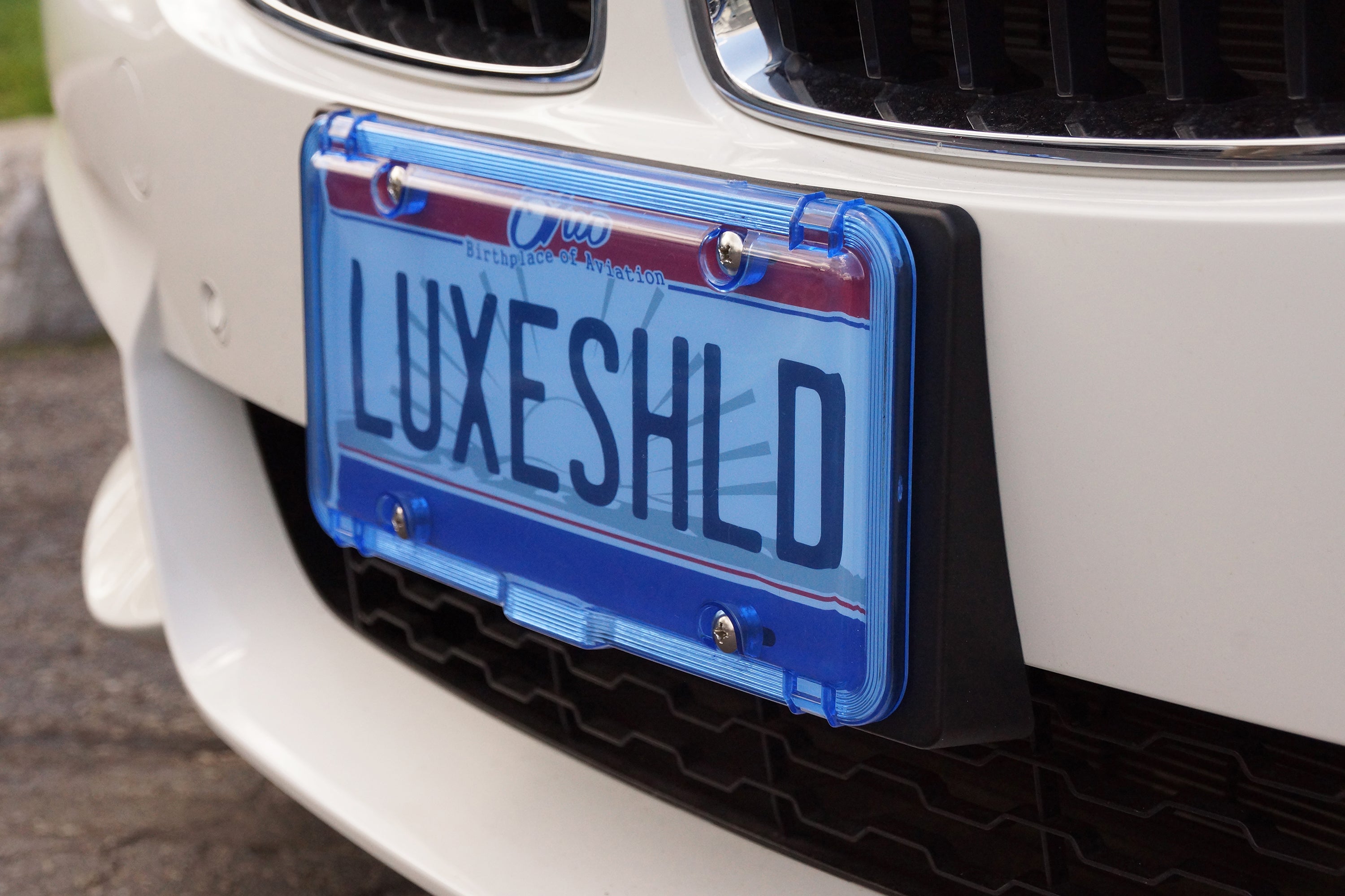 License Plate Color Filter Luxe Shield, Premium Blue License Plate Cover includes Stainless Screw