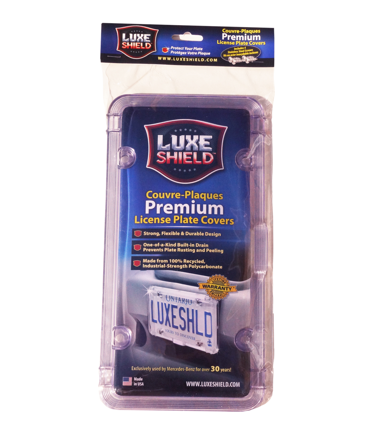 Luxe Shield, Premium Purple License Plate Cover incl Stainless Steel Screws