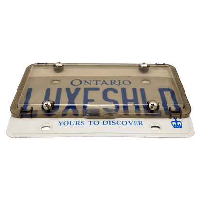 Premium Smoked License Plate Covers (2-Pack) includes 8 Stainless Steel Screws