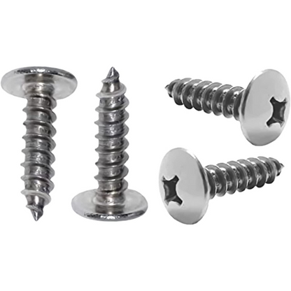 1" Long Premium Stainless Steel License Plate Screws (x4) - Standard #14 for Fastening License Plates, License Plate Frames and License Plate Covers on Domestic Vehicles
