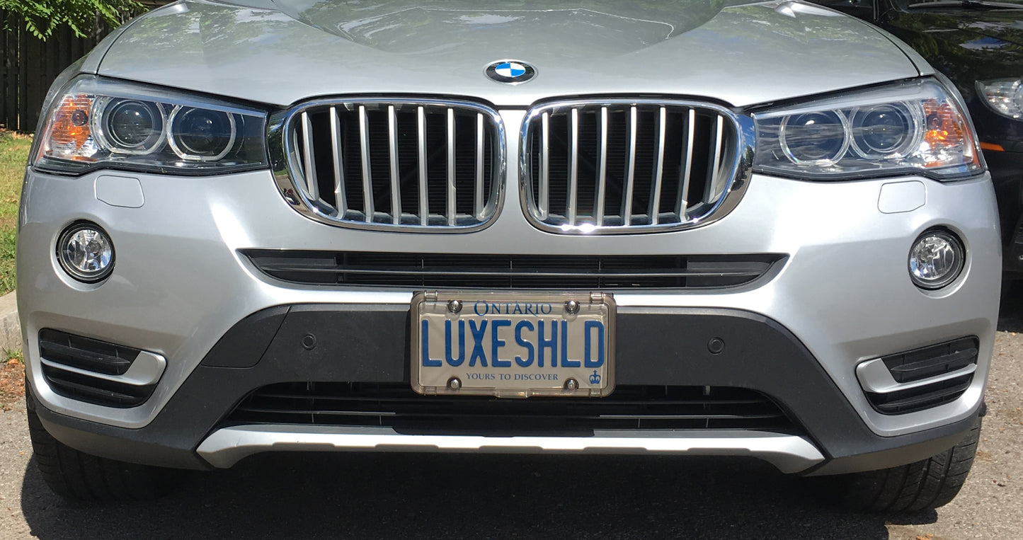 Premium Smoked License Plate Covers (2-Pack) includes 8 Stainless Steel Screws